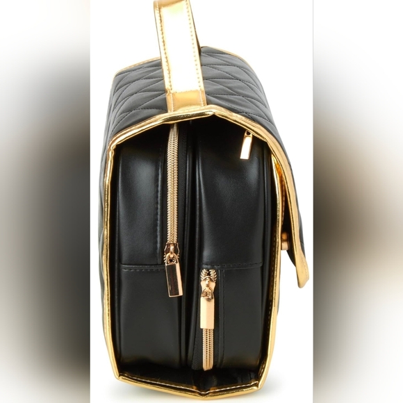 Juicy Couture Quilted Black and Gold Cosmetic/Toiletry Bag. NEW! - Picture 2 of 5